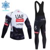 Completo Maglia ML + Pantaloncino con bretelle ML 2025 UAE TEAM EMIRATES Winter Invernale Bianco